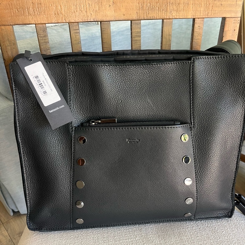 Hammit Diaper black leather bag NWT: Super rare.